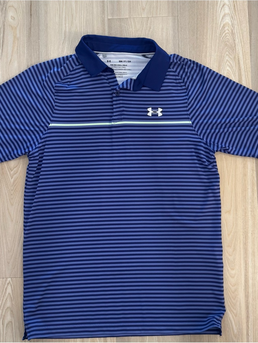 Under Armour Purple Striped Polo with White Logo